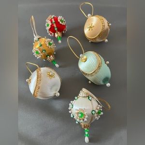 Handmade Tree Ornaments - Vintage 1970s, set of six